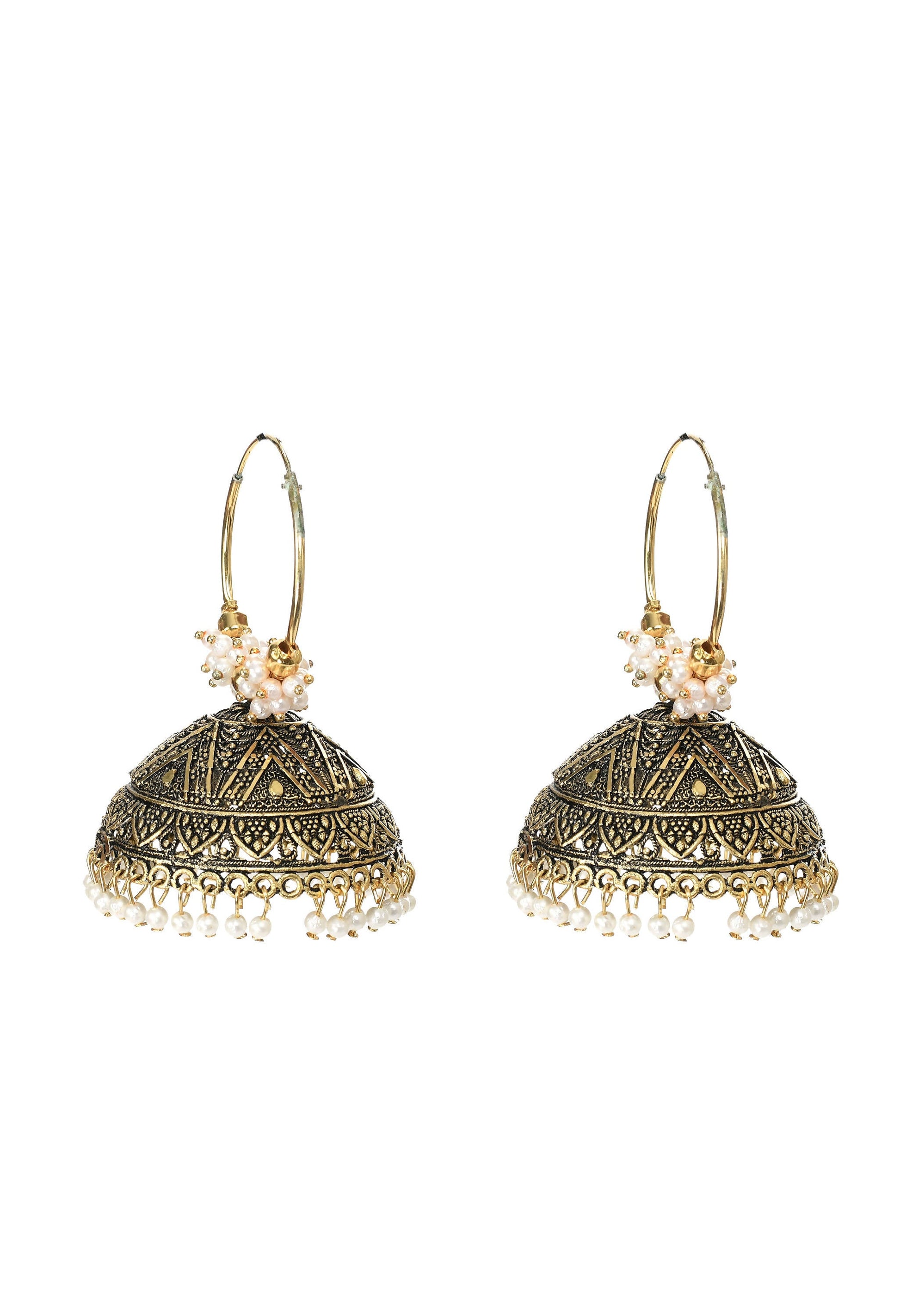 Mominos Fashion Johar Kamal Latest Designer Golden Color Jhumkas - Swadesiicart