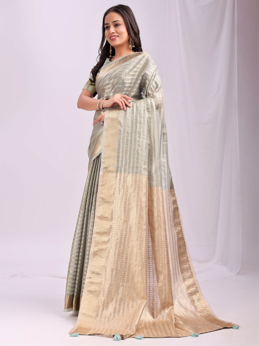 Shree Shyam Fashion Organza Grey Saree