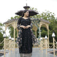 Aayaa Designer Embroidery Zari Sequins-Work Faux Blooming Georgette Suit - Black