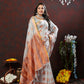 Lorenvalley Fashion Grey Cotton with Woven Design Zari Weaving Saree - Swadesiicart