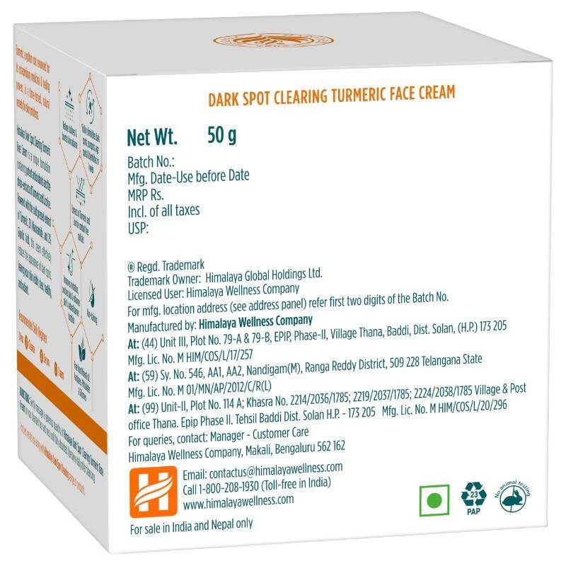 Himalaya Dark Spot Clearing Turmeric Face Cream - Swadesiicart