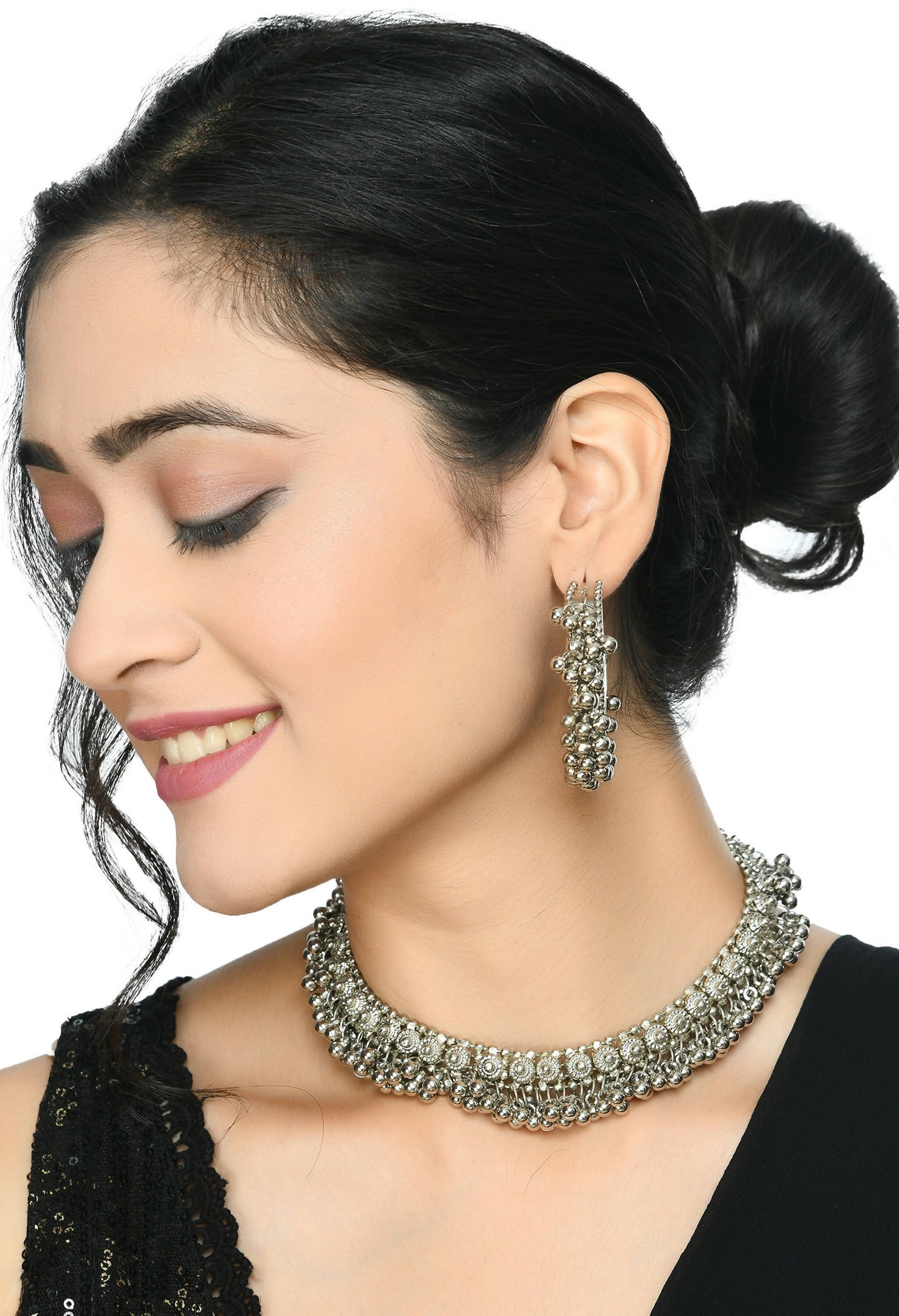 Mominos Fashion Johar Kamal Silver-Plated Brass Finish Ghungroo Work Choker For Women | Swadesiicart