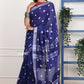 Very Much Indian Handmade Tie And Dye Cotton Saree By Women Weavers - Indigo Blue | Swadesiicart