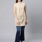 Ahalyaa Women Beige Pure Cotton Floral Printed Tunic | Swadesiicart