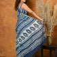 Very Much Indian Handblock Printed Cotton Saree With Natural Dyes - Blue | Swadesiicart