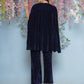 Joban Fashion Navy Blue Velvet Cape Set - Swadesiicart