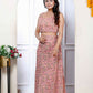 Miravan Women's Orange Floral Printed Crop Top And Skirt Co-Ord Set - Swadesiicart
