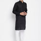 Even Apparels Pure Cotton Men's Kurta in Black Color With Band Collar | Swadesiicart