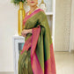 DEIANA'S Beautiful Designer Golden zari Soft Lichi Silk Saree - Mehndi - Swadesiicart