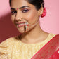 Gold-Pleated Red White Kundan Studded Beaded Nosepin - Ruby Raang | Swadesiicart