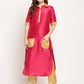 Ahalyaa Women's Dark Pink Poly Silk Kurta Trouser Set | Swadesiicart