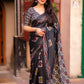 Black Silk Blend Ethnic Motifs Saree with Unstitched Blouse - Hiral Fashion