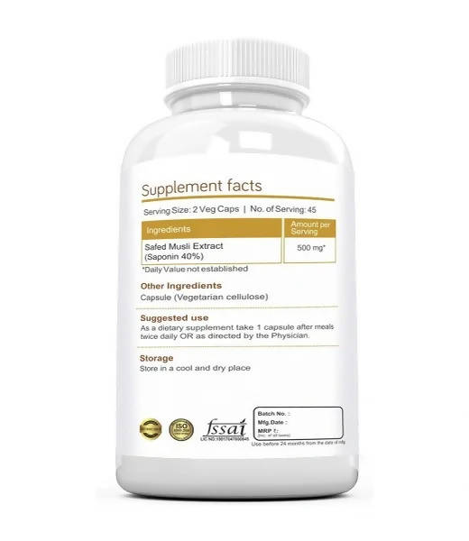 Ramini Bio Nutrition Safed Musli Veg Capsules - Swadesiicart