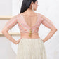 Joban Fashion Peach Jacquard Elbow Sleeveless Back Open Blouse - Swadesiicart