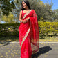 Vamsee Red Organza Saree - Swadesiicart