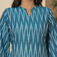 Yufta Teal Blue Cotton Ikat Co-Ord Set - Swadesiicart