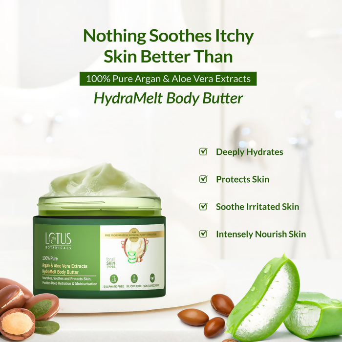 Lotus Botanicals 100% Pure Argan & Aloe Vera Extracts HydraMelt Body Butter | Swadesiicart