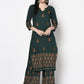 Aniyah Rayon Bottle Green Block Print Straight Kurta (AN-218K) - Swadesiicart