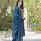 BulBul Aaliya Navy Cotton Kurta Set with Dupatta - Swadesiicart
