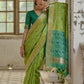 Vishnu Weaves Women's Pista Raw Silk Thread Ikkat Woven Saree with Blouse - Swadesiicart