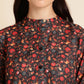 Black Poly Rayon Digital Printed A-line Top - Tarini - Swadesiicart