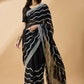 Black Tissue Slub Embroidered Saree with Unstitched Blouse - Vairagi