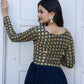 Jyoti Fashion Women's Navy Blue Sequence Zari Embroidered Faux Blooming Anarkali Dress | Swadesiicart
