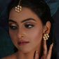 Kundan Round Maang Tikka with Studs Jewellery Set (Gold) - Ruby Raang - Ruby Raang Studio