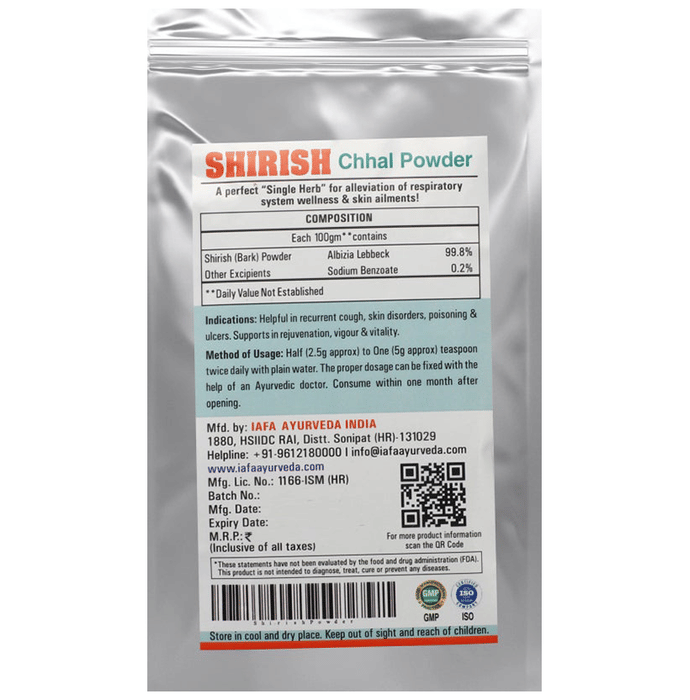 Iafa Ayuveda Shirish Chhal  Powder | Swadesiicart