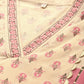 Ahalyaa Women Cream-Coloured & Pink Floral Print Pure Cotton Anarkali Kurta with Palazzos | Swadesiicart