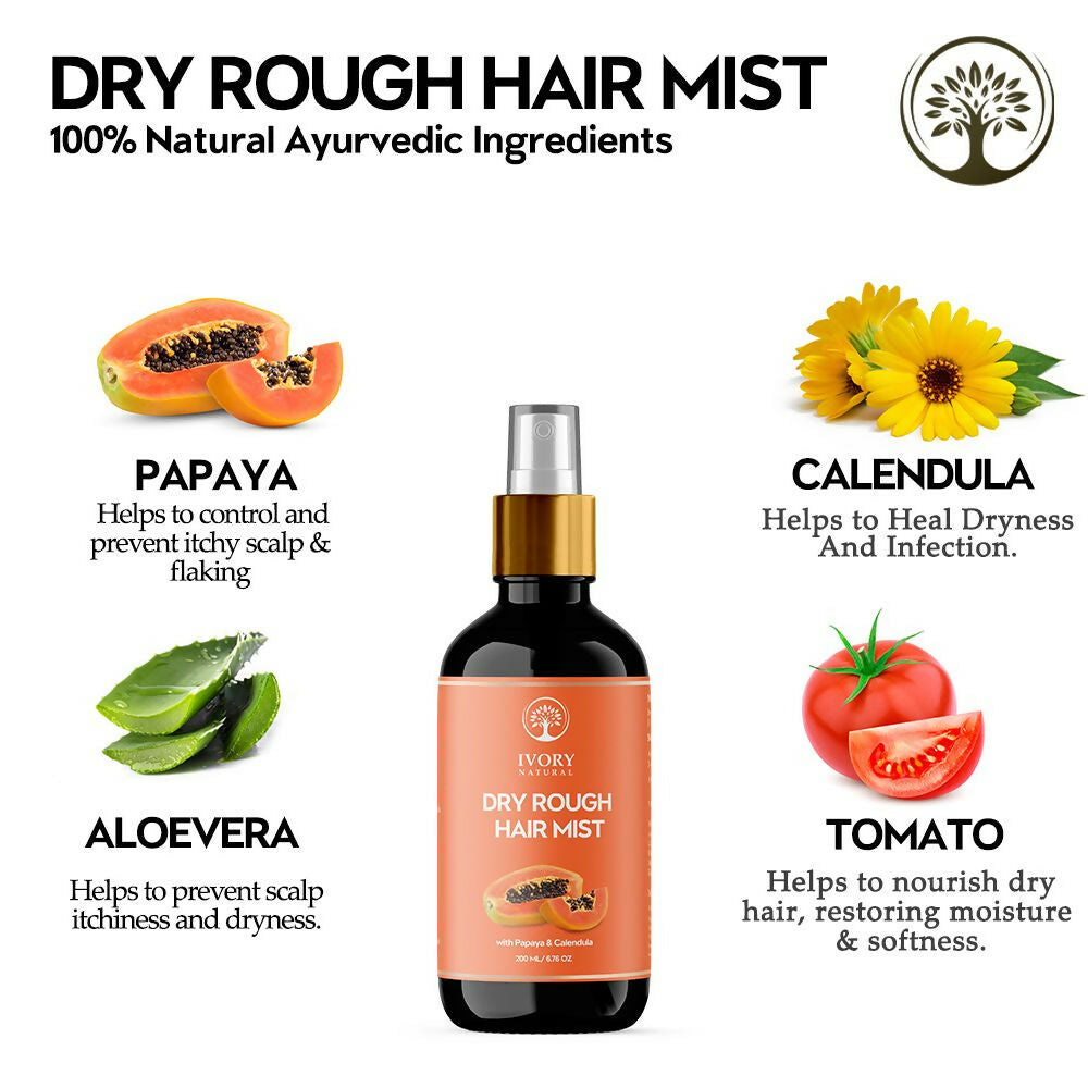 Ivory Natural Dry Rough Hair Mist - Reenergize, Moisturize, And Glow - Immediate Hydration For Dry Hair | Swadesiicart