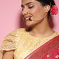White Red Gold-Polished Kundan-Studded Beaded Nosepin - Ruby Raang | Swadesiicart