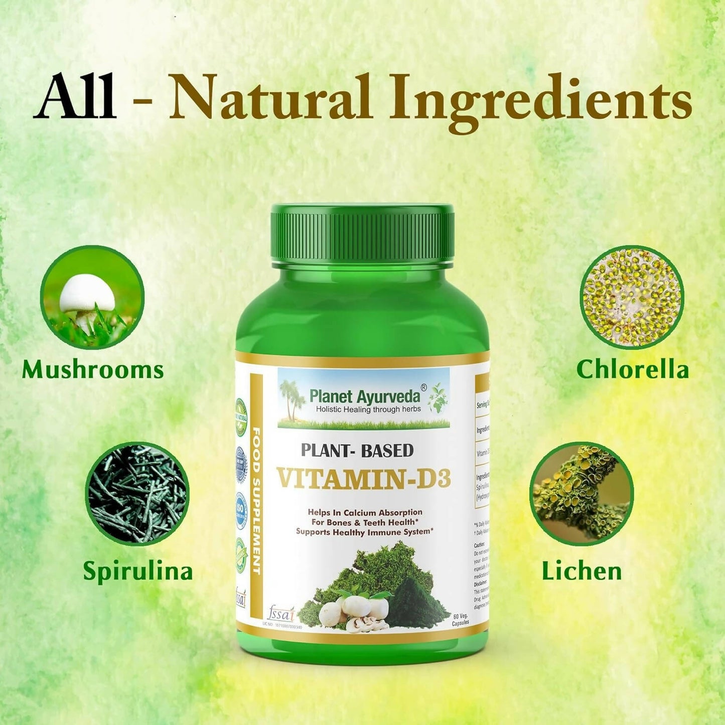 Planet Ayurveda Plant Based Vitamin D3 Capsules - Swadesiicart