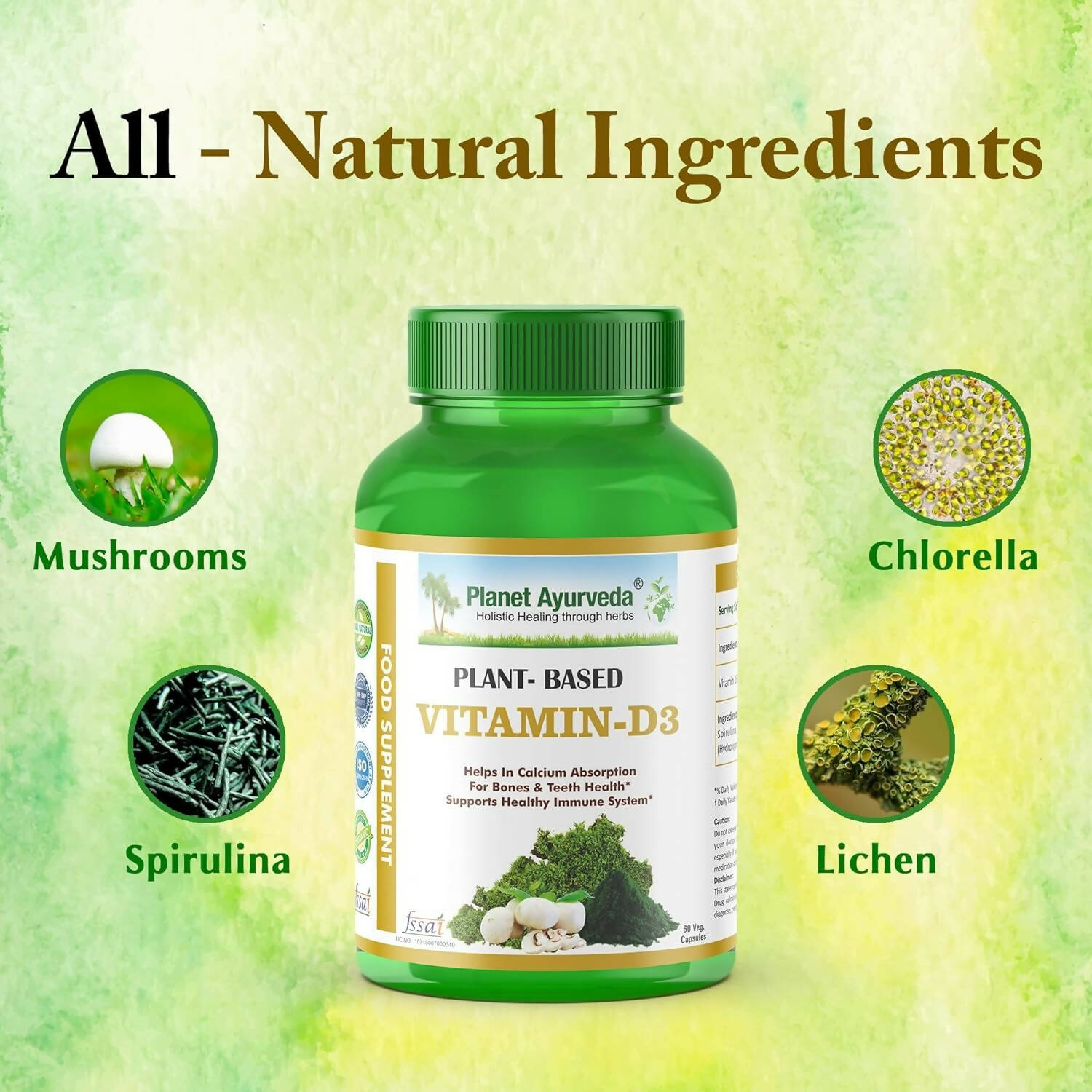 Planet Ayurveda Plant Based Vitamin D3 Capsules - Swadesiicart