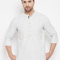 Even Apparels Cream Acrylic Short Men's Kurta With Band Collar | Swadesiicart