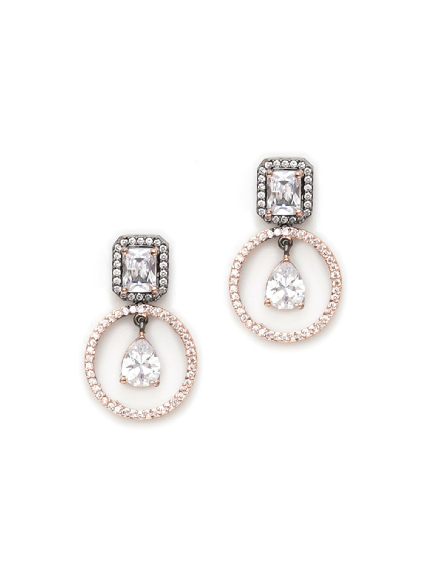 Stone kundan earrings (white) - Ruby Raang - Swadesiicart