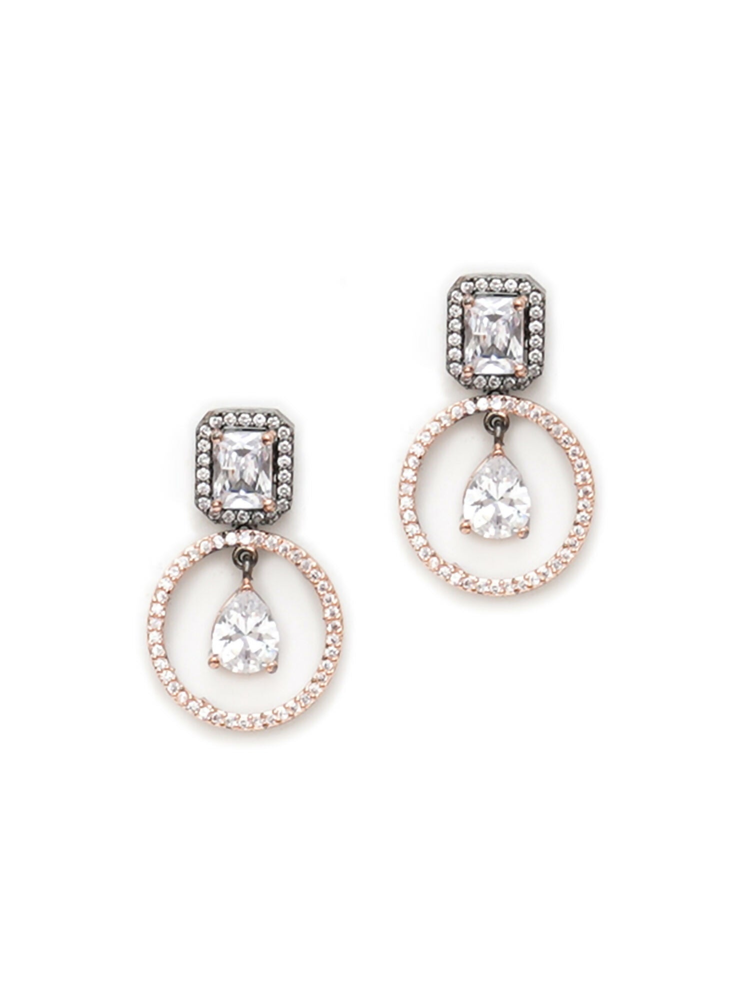 Stone kundan earrings (white) - Ruby Raang - Swadesiicart