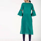Aniyah Cotton Bell Sleeve Solid Straight Kurta In Turquoise Color (AN-147K) - Swadesiicart