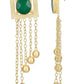 Joban Fashion Women Green Stone Golden Beats Matte Gold Earrings | Swadesiicart