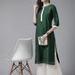 Ahalyaa Women Dark Green Plain Chanderi Kurta with Sharara Set | Swadesiicart