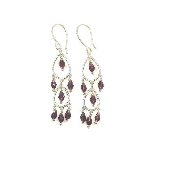 Bling Accessories Deep Burgundy Glass Crystal Stone Earrings | Swadesiicart