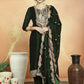 Jyoti Fashion Women's Green Velvet Cording with Resham Thread & Sequin Kurta with Trouser & Dupatta | Swadesiicart