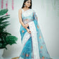 Vamsee Patralekha Blue Organza Saree - Swadesiicart