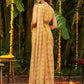 Janasya Mustard Georgette Floral Saree | Swadesiicart