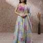 House of Panchhi Turquoise Blue Organza Floral Printed Lehenga choli & Dupatta | Swadesiicart