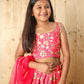 Aayaa Designer Printed Silk Embroidery Kids Lehenga Choli - Pink