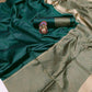 DEIANA'S Beautiful Designer Golden zari Soft Lichi Silk Saree - Green - Swadesiicart