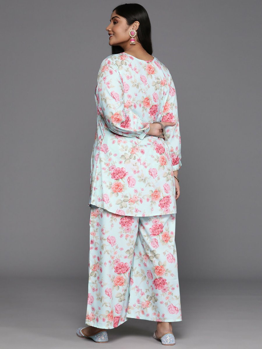 Ahalyaa Women's Traditional Wear Co-ords - Powder Blue - Swadesiicart