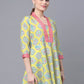 Ahalyaa Women Cotton Blend Lemon Yellow Digital Printed Tunic | Swadesiicart