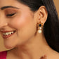 Nuyug 22K Gold Plated Pearl & Crystal Studded Contemporary Floral Stud Earrings | Swadesiicart
